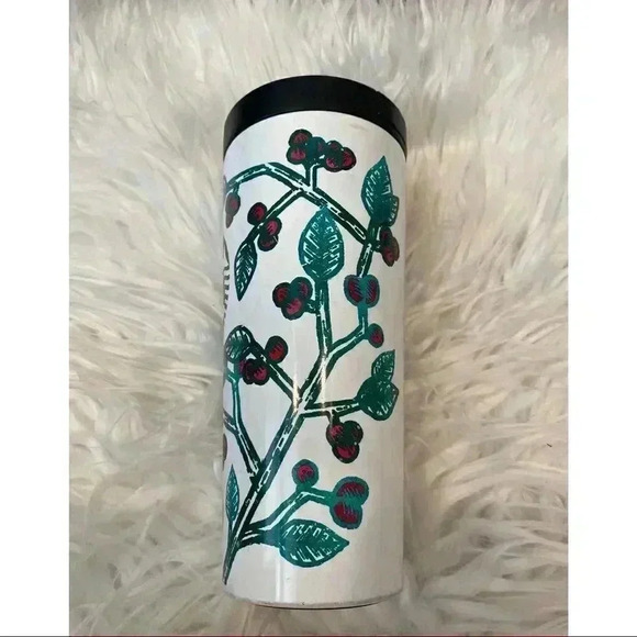 Starbucks Tumbler White Red Cherry Green Leaves - Picture 2 of 3